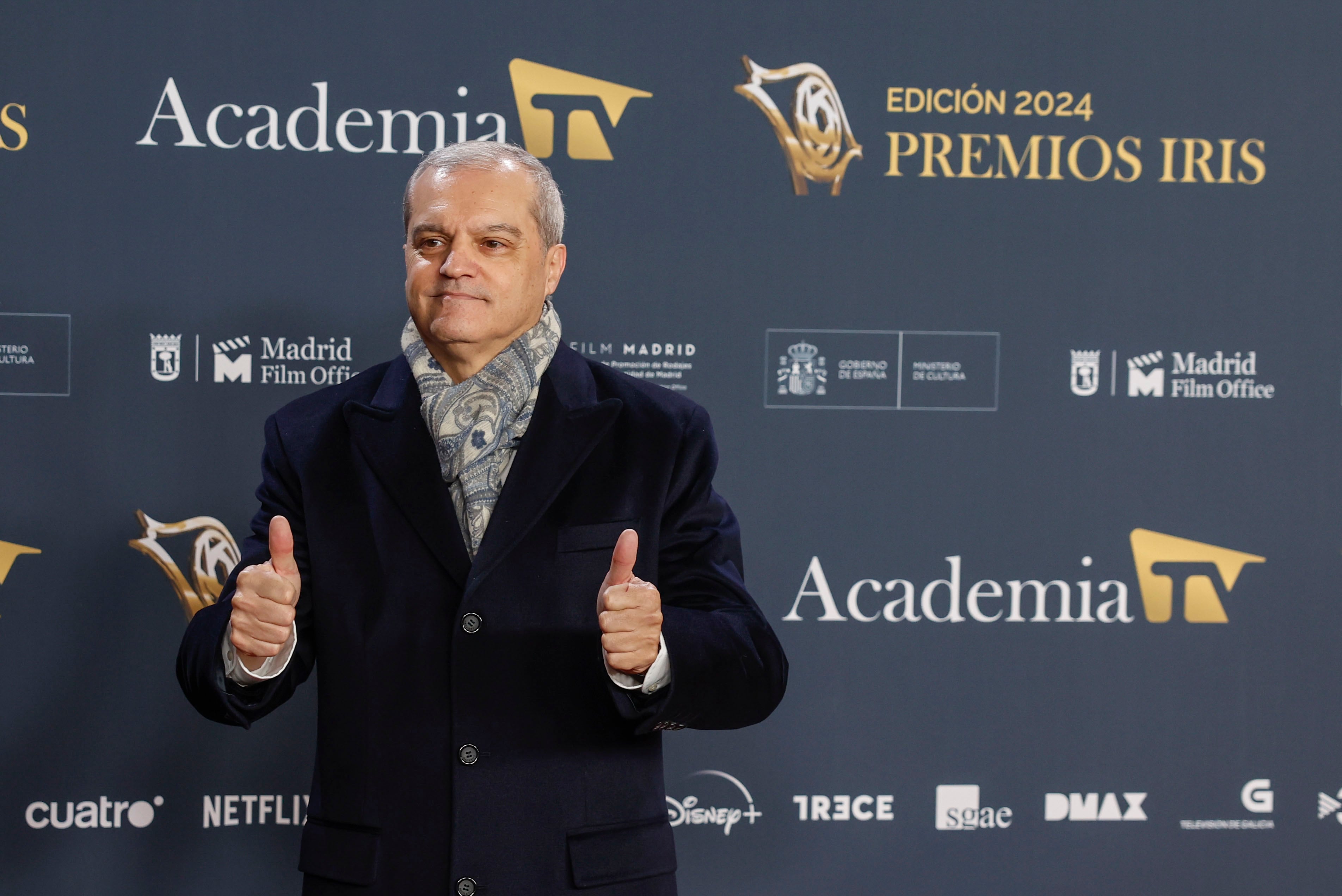 El presentador Ramón García, a su llegada a la entrega de los Premios Iris 2024 en Madrid.