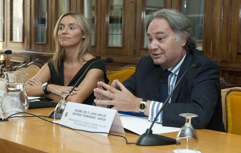 El presidente del Consejo General de Procuradores durante un encuentro sobre cooperación jurídica internacional