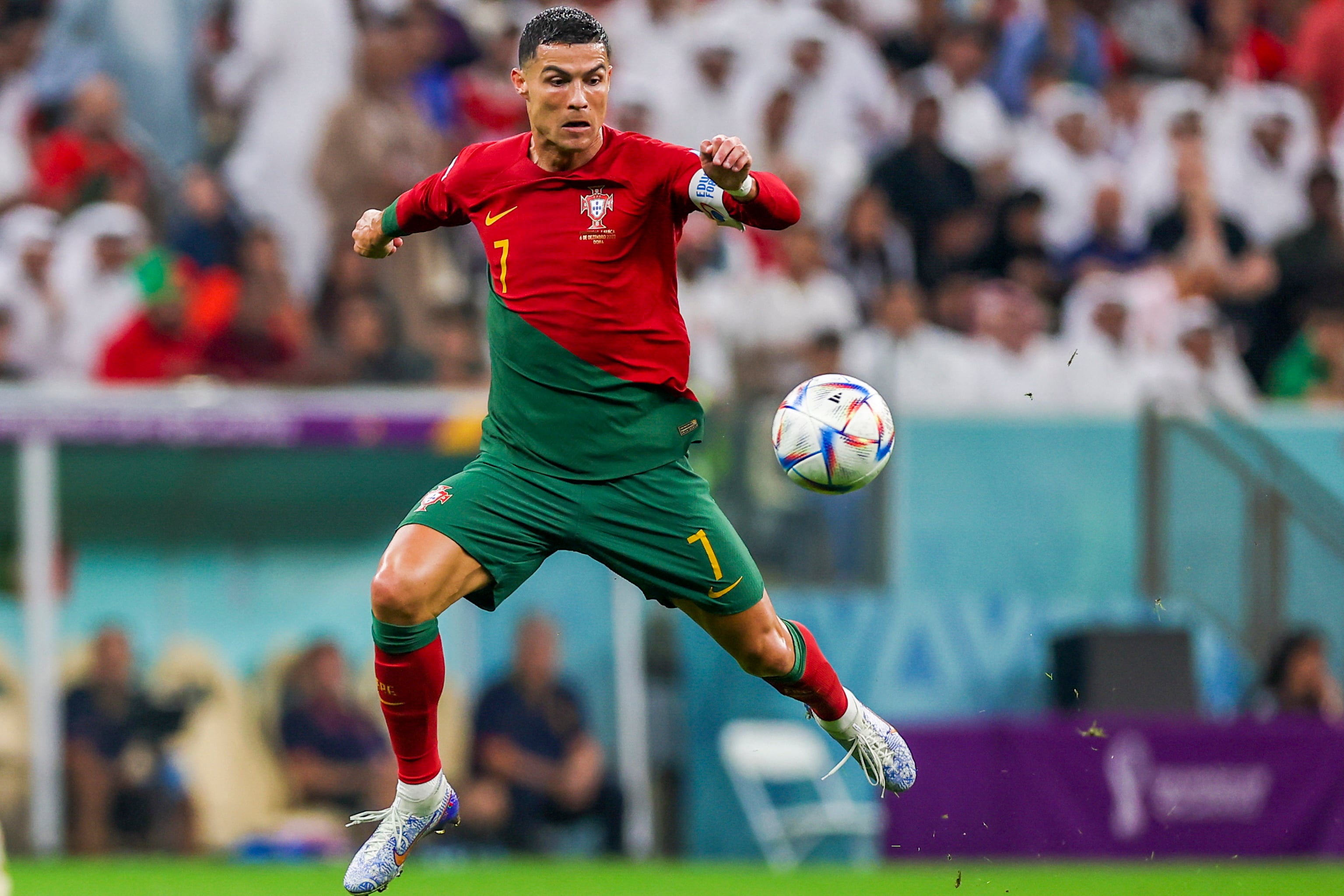 Cristiano Ronaldo durante un partido del Mundial de Qatar