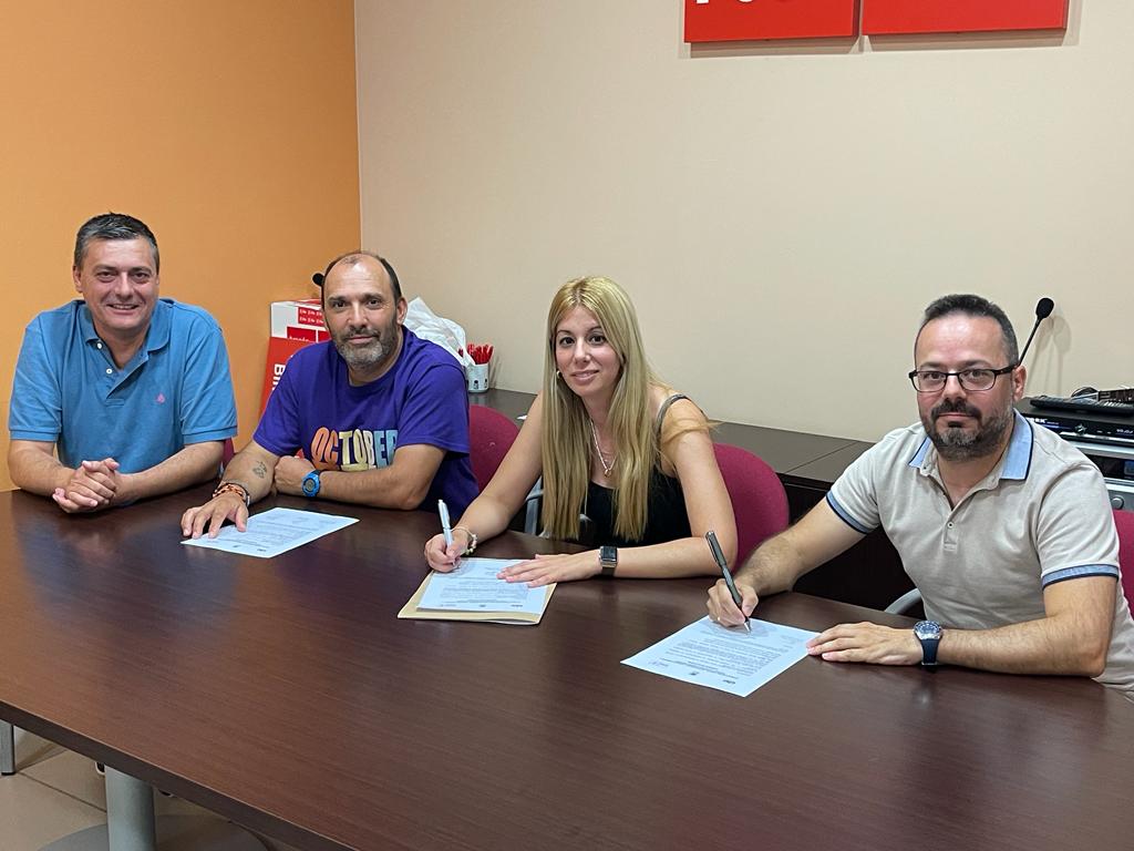 Fernando Sabés (PSOE), Chemis Ferrer (CHA), Tania Solans (PSOE) e Iván Holgado (Cambiar Binéfar)