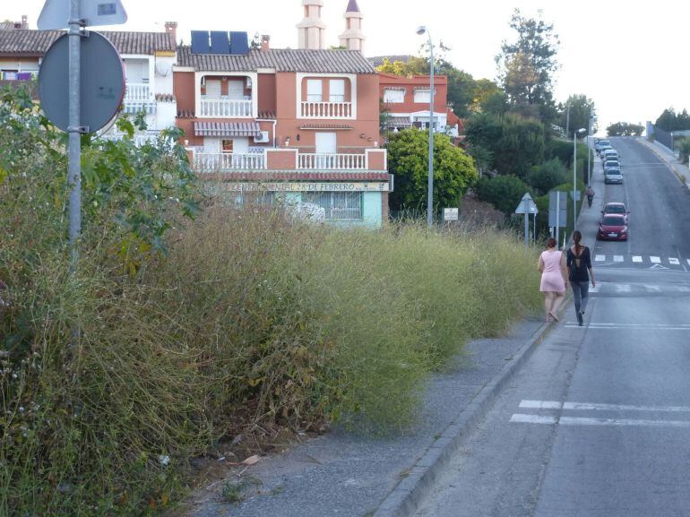 Vecinas de San García deben circular por la carretera, la acera está intransitable.