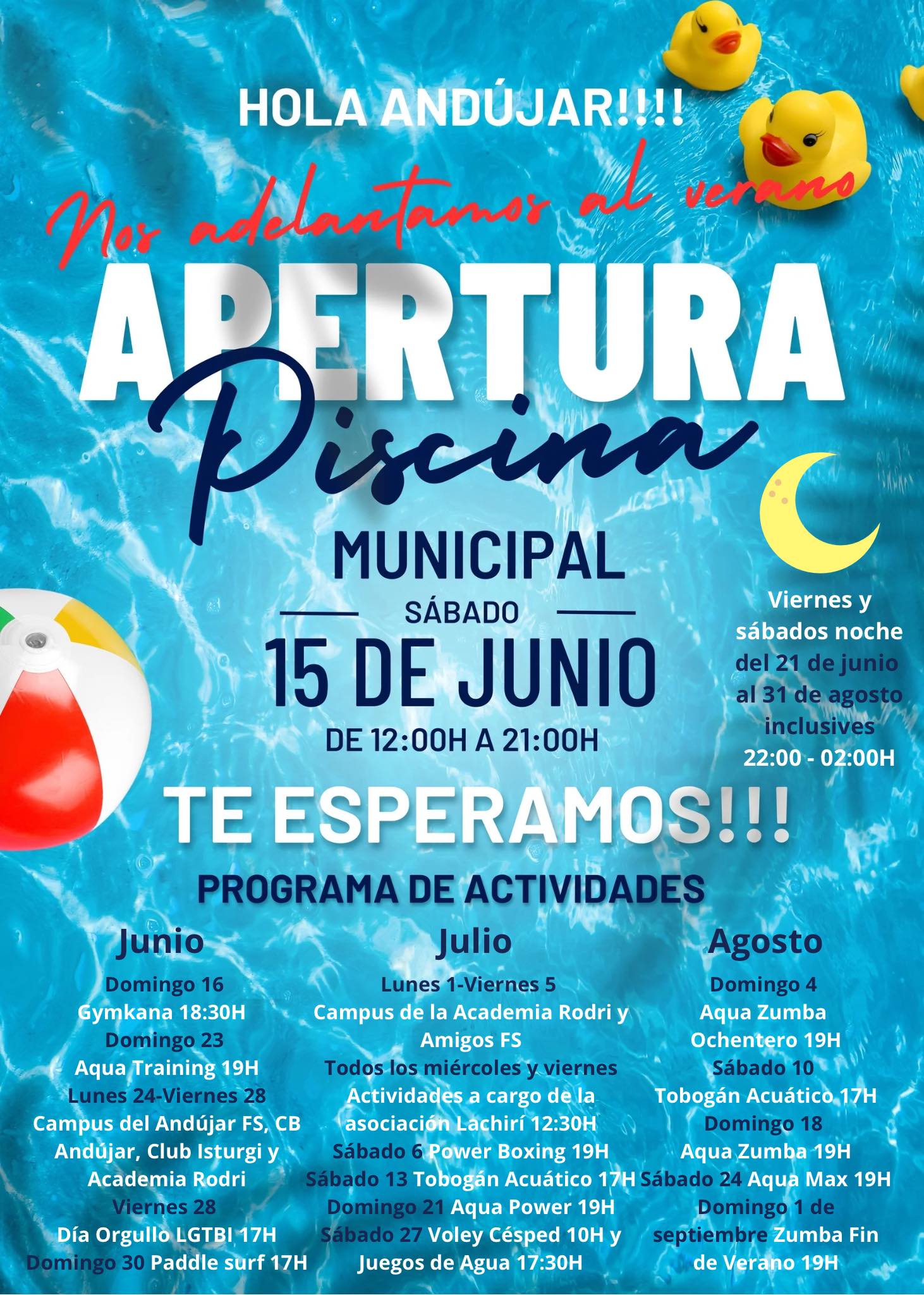 La piscina de Andújar adelanta su apertura al sábado 15 de junio