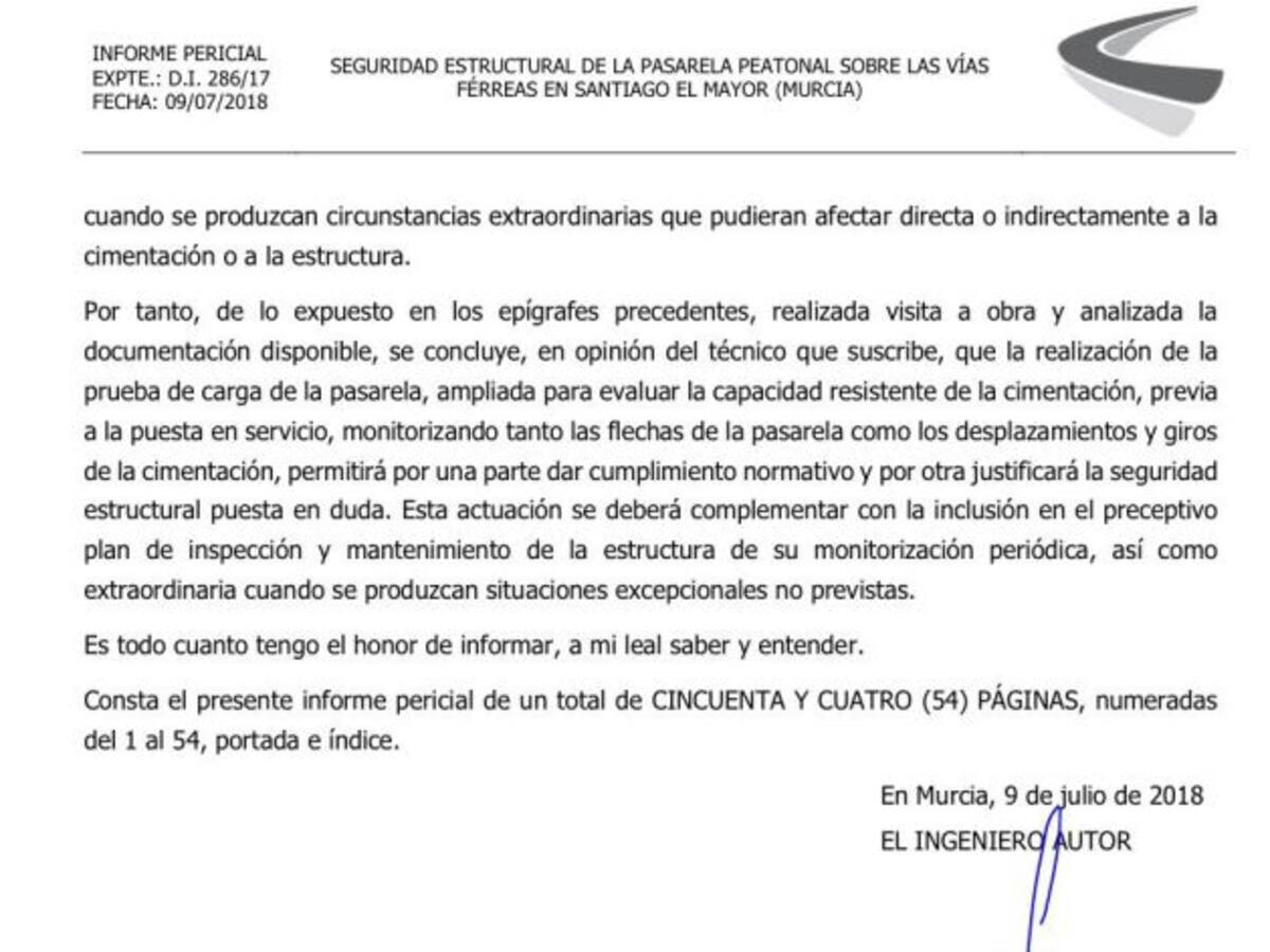 Un perito del fiscal dice que la pasarela del soterramiento "es segura" pero está sobre suelo "poco compactado"