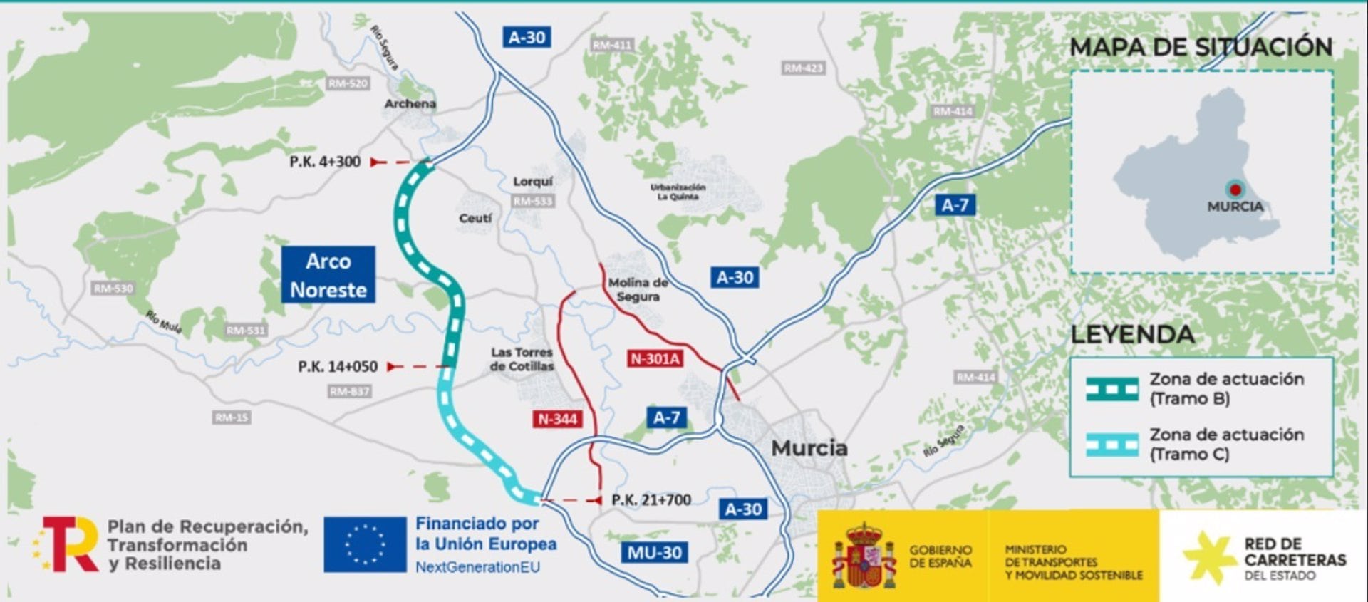 Medidas correctoras en materia de contaminación acústica en los tramos B y C de la autovía Arco Noroeste de Murcia - MINISTERIO DE TRANSPORTES