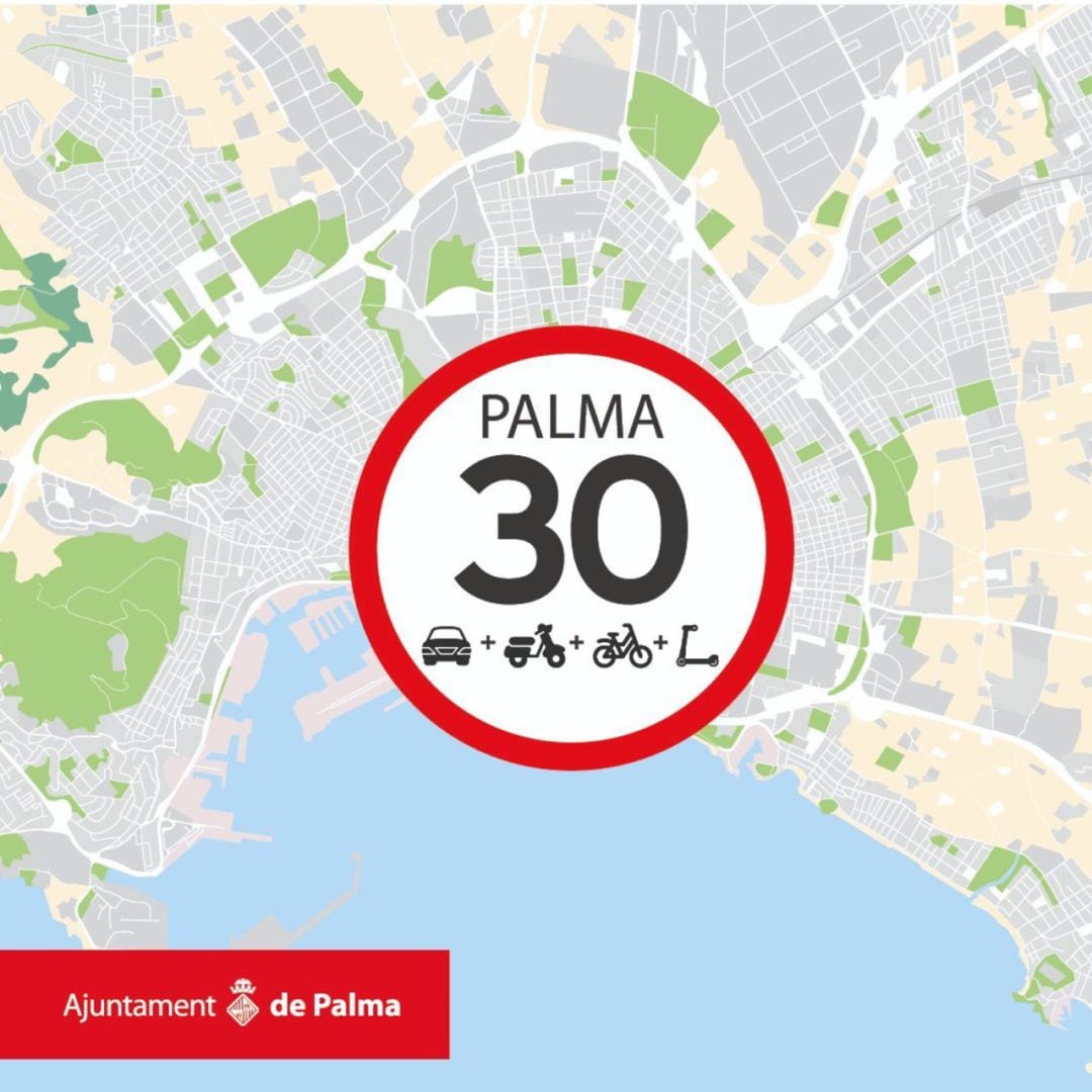 Infografía informativa del Ajuntament de Palma sobre el nuevo límite de velocidad en la capital balear.