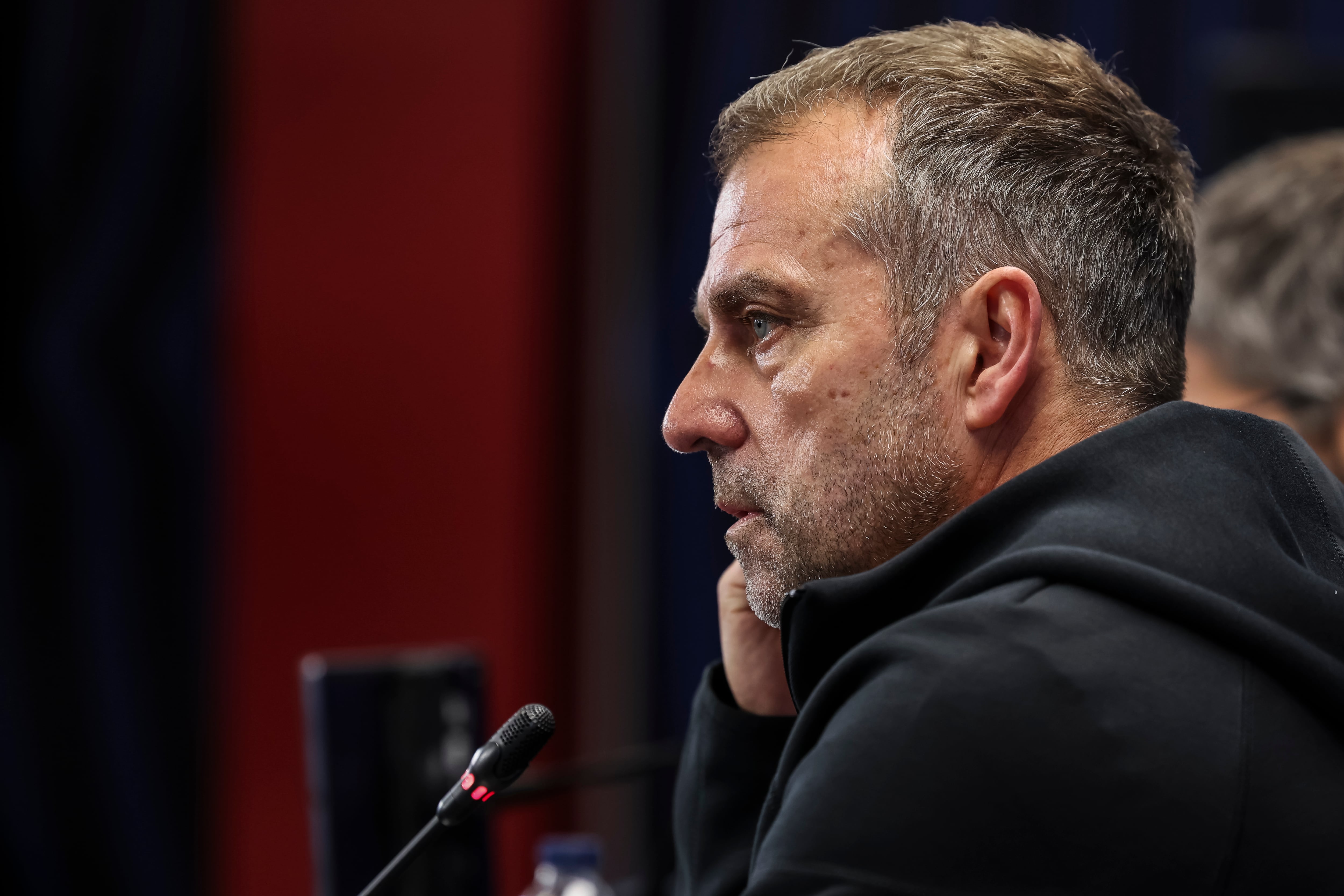 Hansi Flick, durante una rueda de prensa de esta temporada con el FC Barcelona