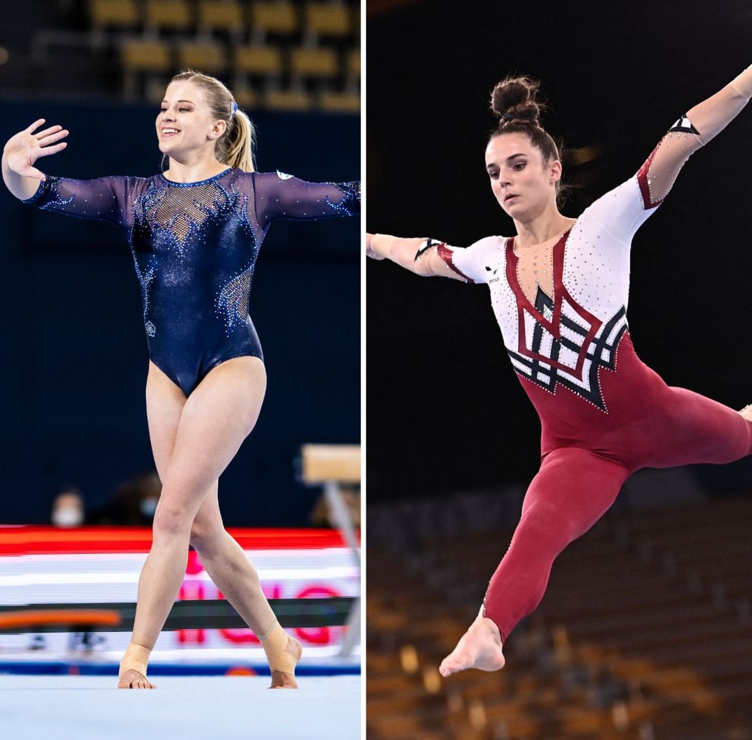 Una comparación del maillot corto con el maillot largo de las gimnastas alemanas.