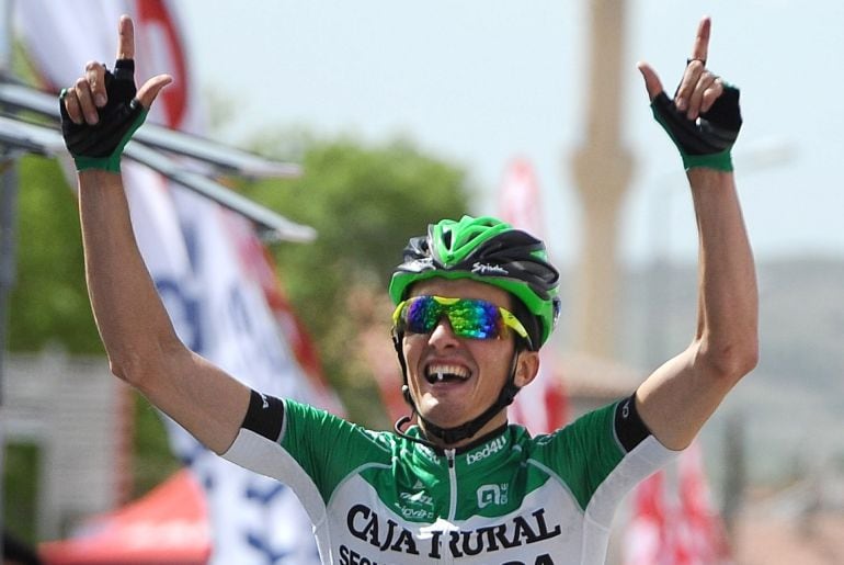 KAPADOKYA, TURKEY - APRIL 25:  Bilbao Lopez de Armentia Pello of Caja Rural-Seguros RGA Spain reacts after winning Stage 2 of the 2016 