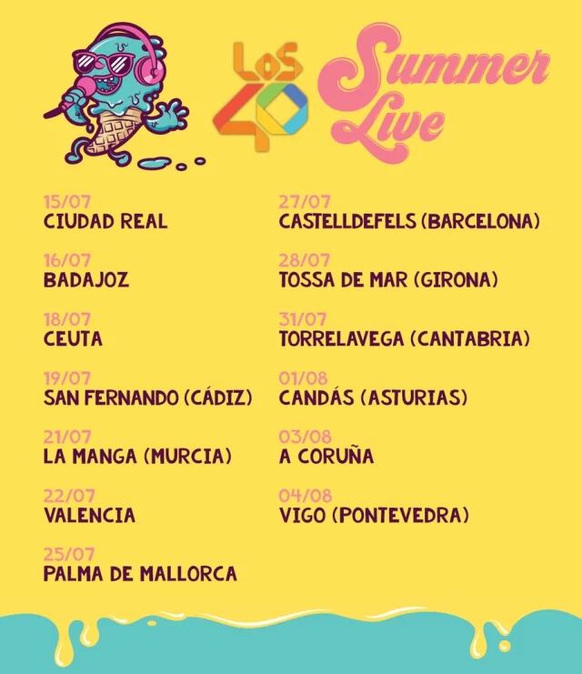 Cartel de la gira 2022 de Los 40 Summer Live