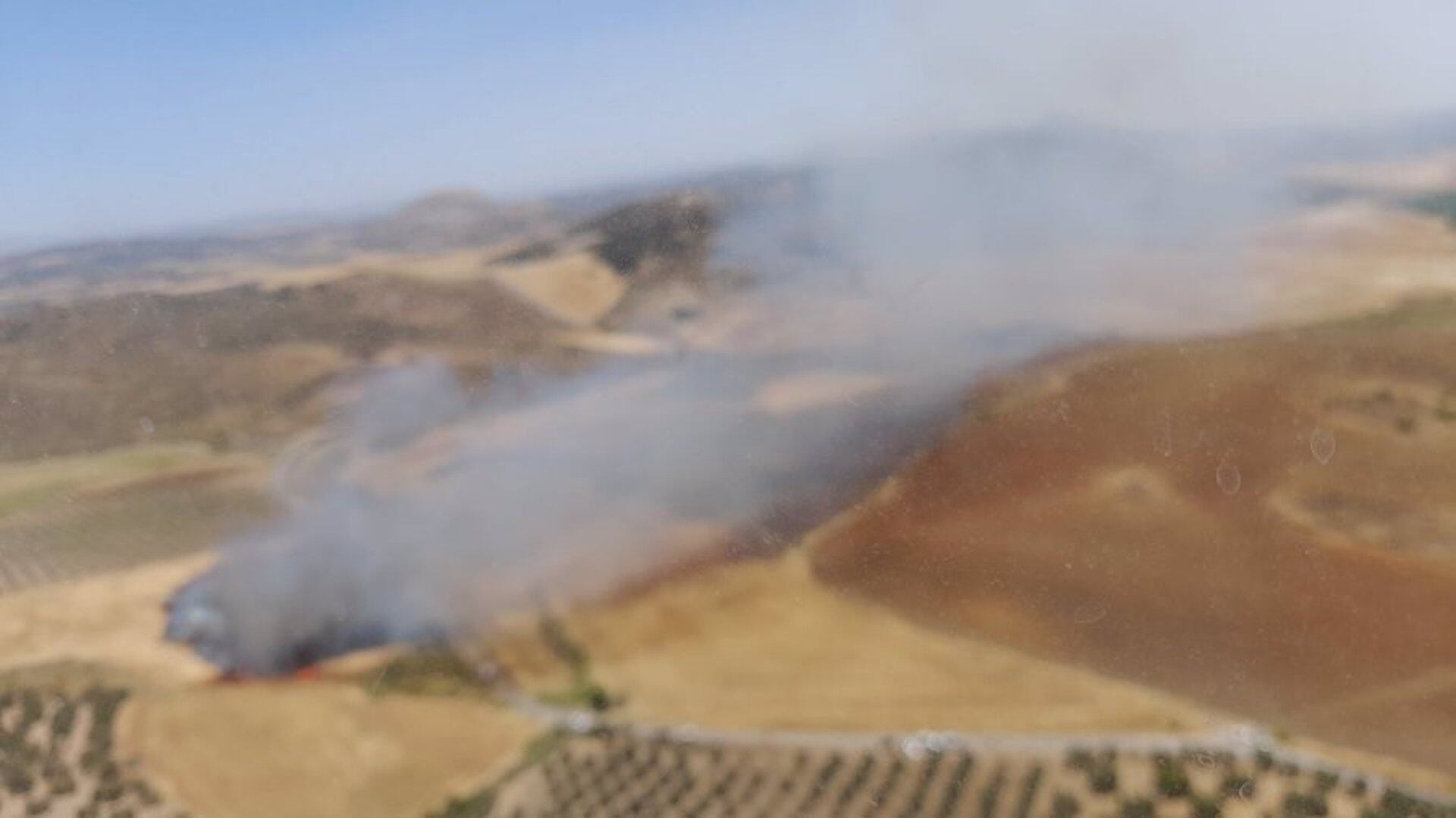 Incendio agrícola en Teba