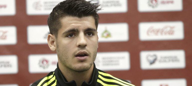 Morata, en rueda de prensa en Bielorrusia