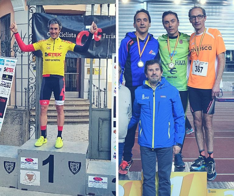 El ciclista Germán Gil (i) y el atleta Sergio Calvo (d) 