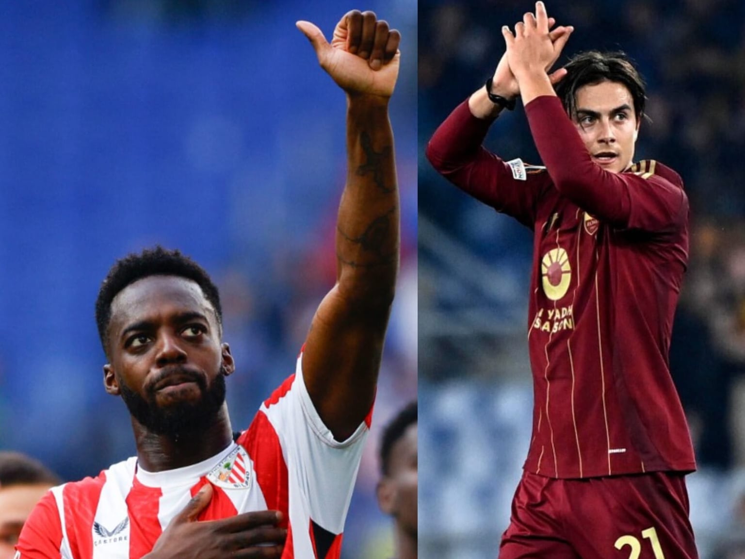 Los capitanes de Athletic Club y As Roma, Iñaki Williams y Paulo Dybala