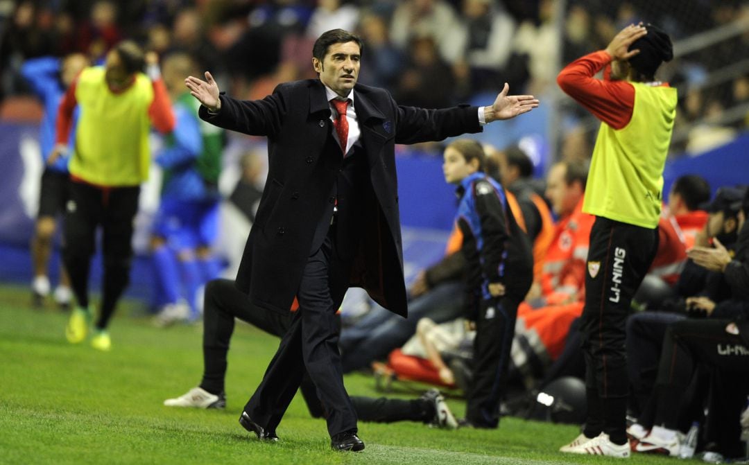 Marcelino, durante un partido contra el Levante. 