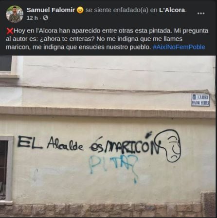 Mensaje del alcalde de l&#039;Alcora en su perfil de facebook