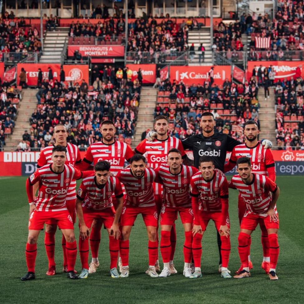 L'onze del Girona FC en el partit davant el Rayo Vallecano.