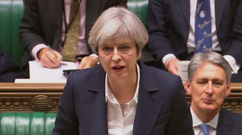 Theresa May en el Parlamento británico este miércoles