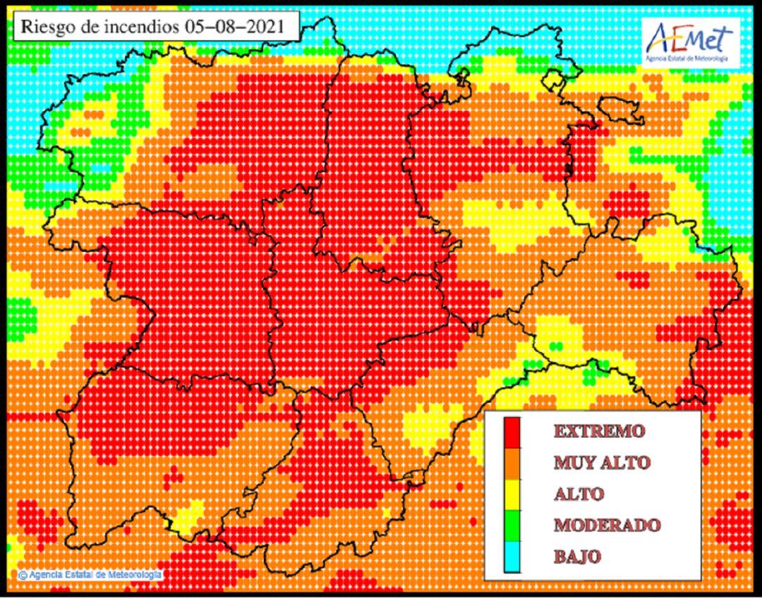 Riesgo de incendios para este jueves