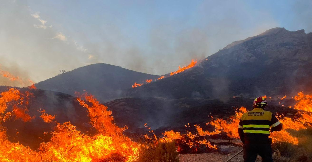 Incendio forestal en una sierra lorquina (Archivo)