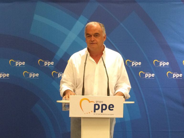 Esteban González-Pons en la clausura del encuentro de eurodiputados del PP en Zaragoza. 