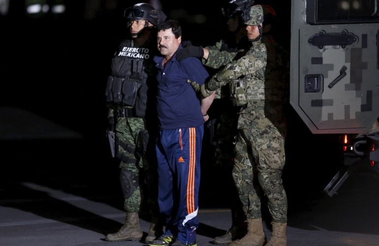 &#039;El Chapo&#039; en el momento de su traslado a la prisión. 