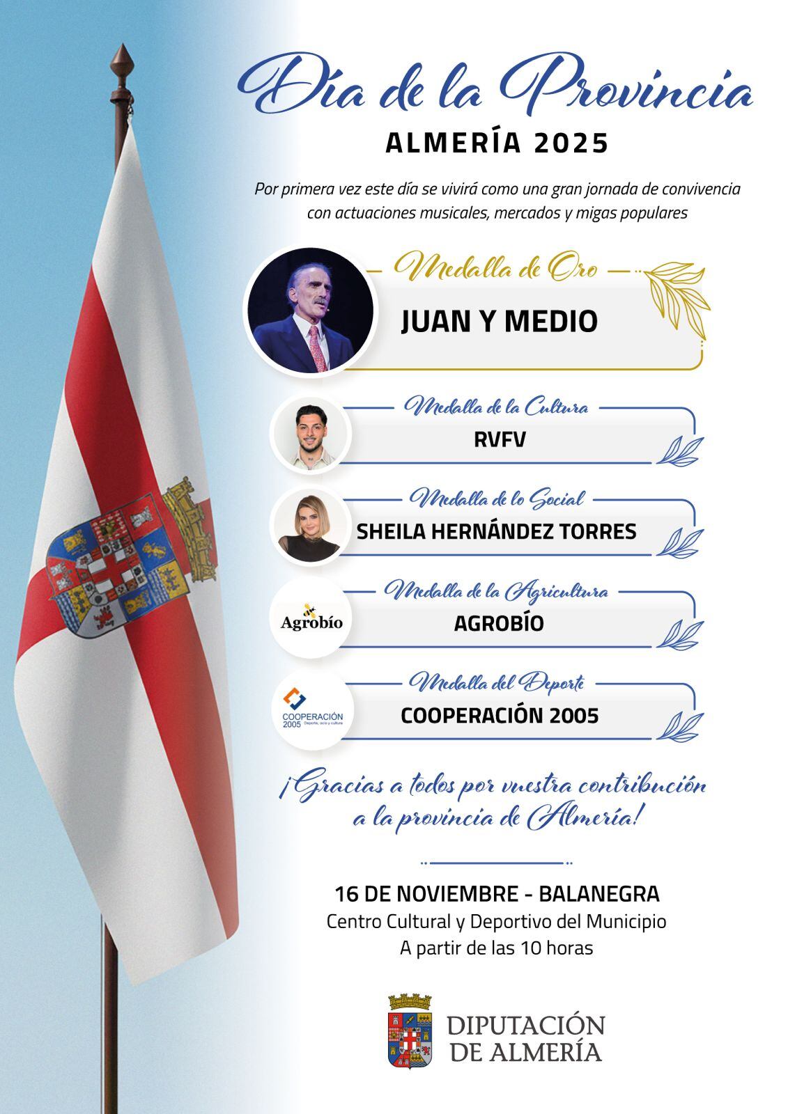 El Día de la Provincia de Almería dejará huella en el municipio de Balanegra el 16 noviembre.