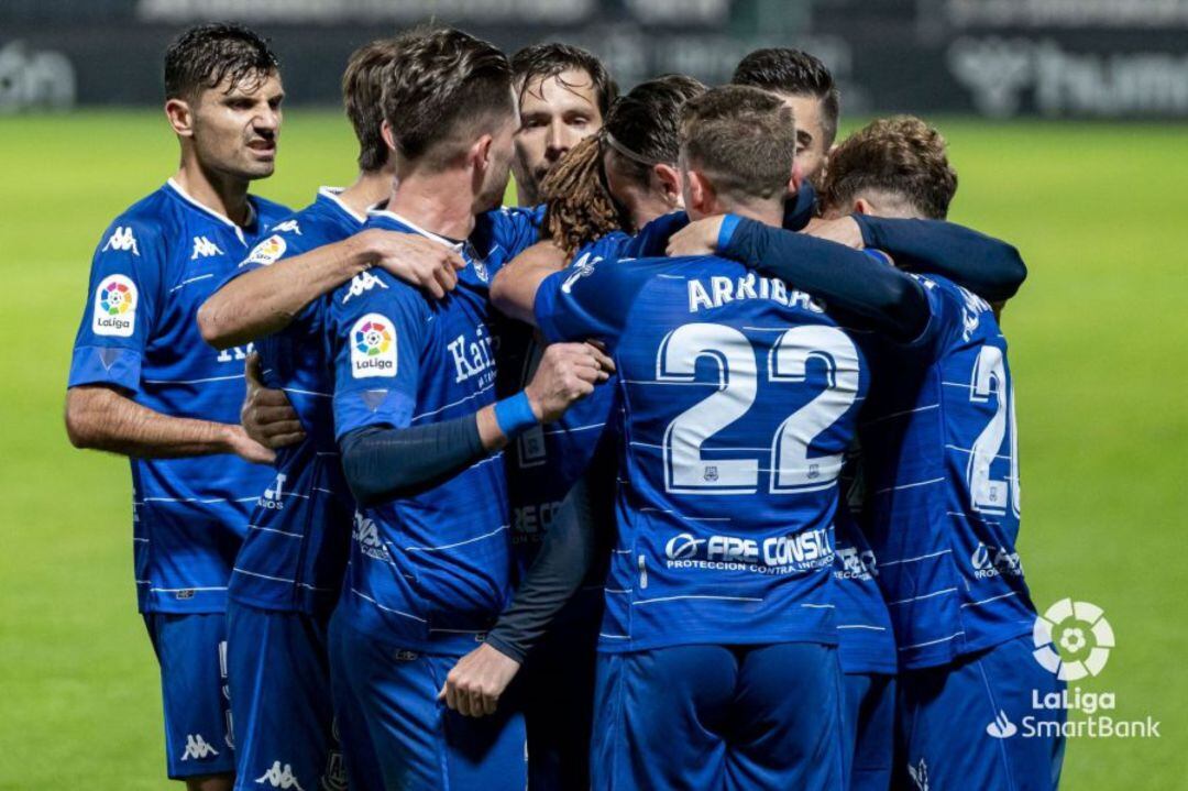 Celebración de la victoria del Alcorcón frente al Castellón