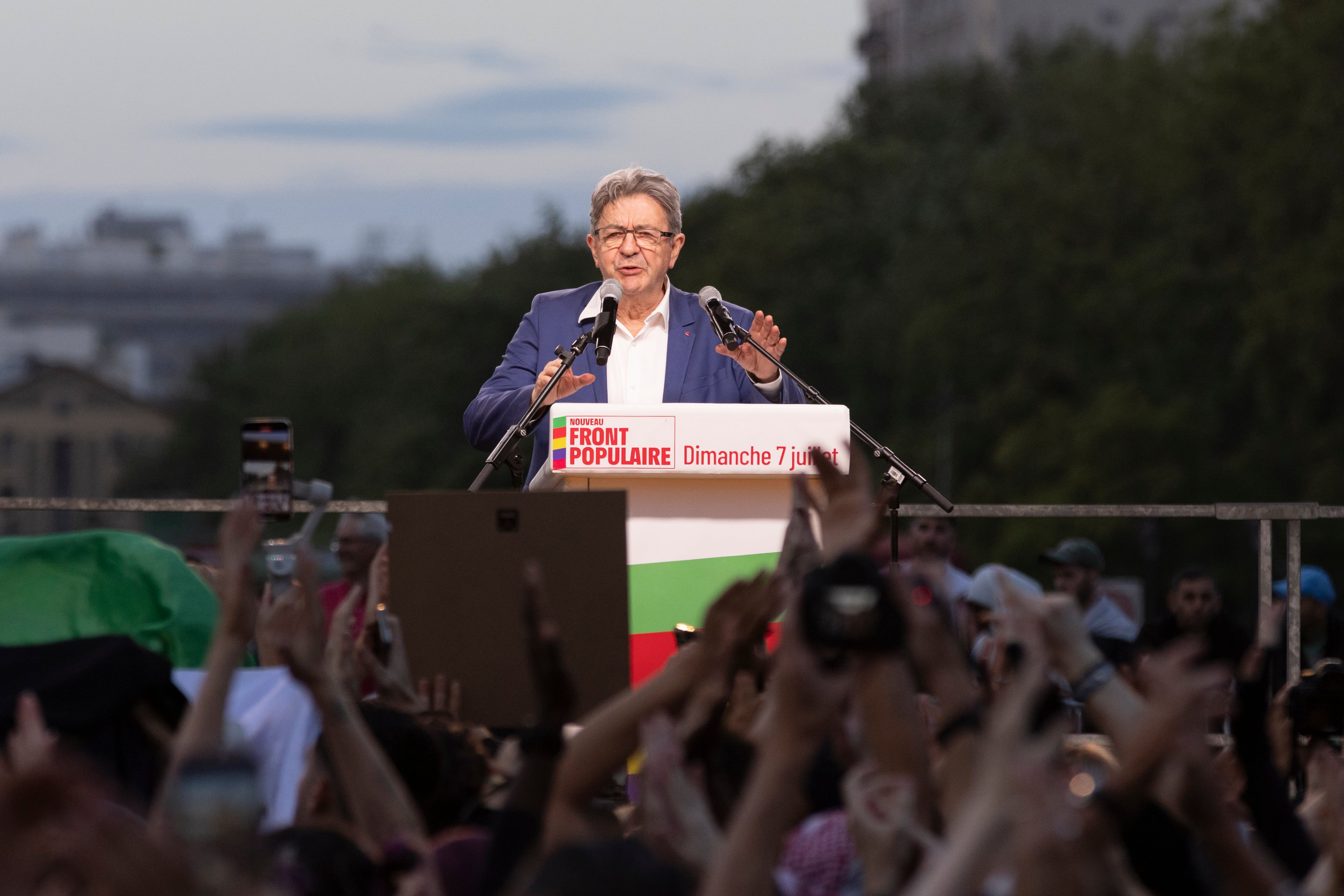 Jean-Luc Mélenchon, líder de La Francia Insumisa, en un mitin