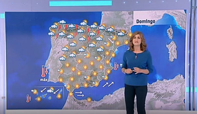 La información del tiempo de TVE anuncia lluvias en el norte en pleno mes de julio.