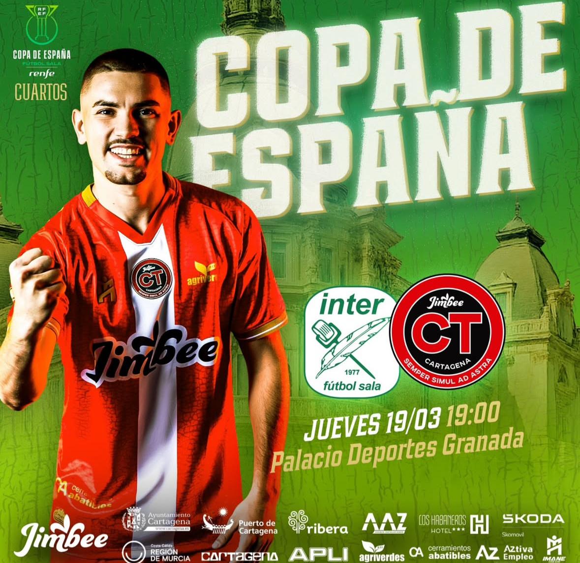 Cartel del partido entre Inter Movistar y Jimbee Cartagena