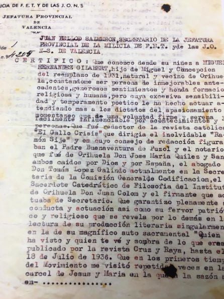 Carta de Juan Bellod defendiendo al poeta