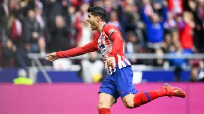 Álvaro Morata, al marcar uno de sus primeros goles como atlético