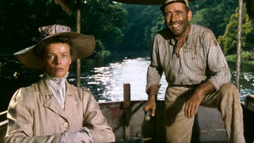 Katharine Hepburn y Humphrey Bogart, protagonistas de La reina de África