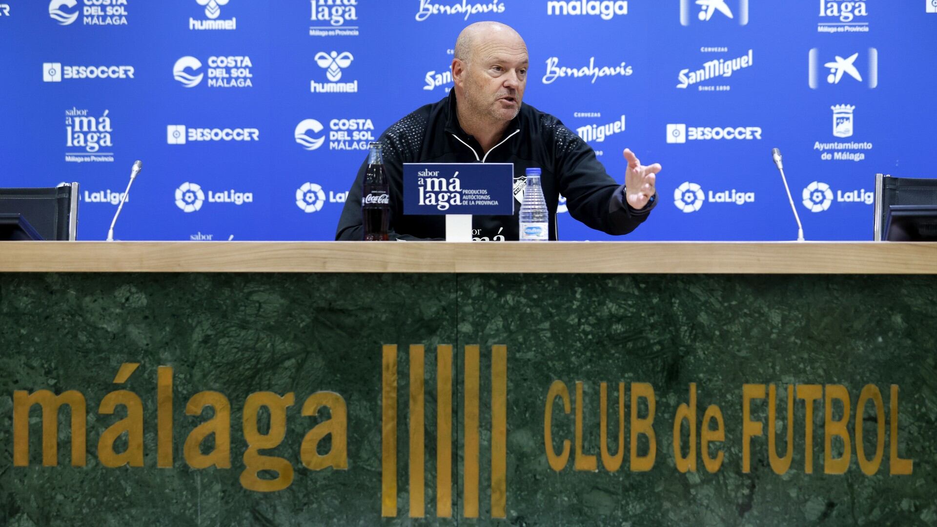 Pepe Mel, en la sala de prensa de La Rosaleda