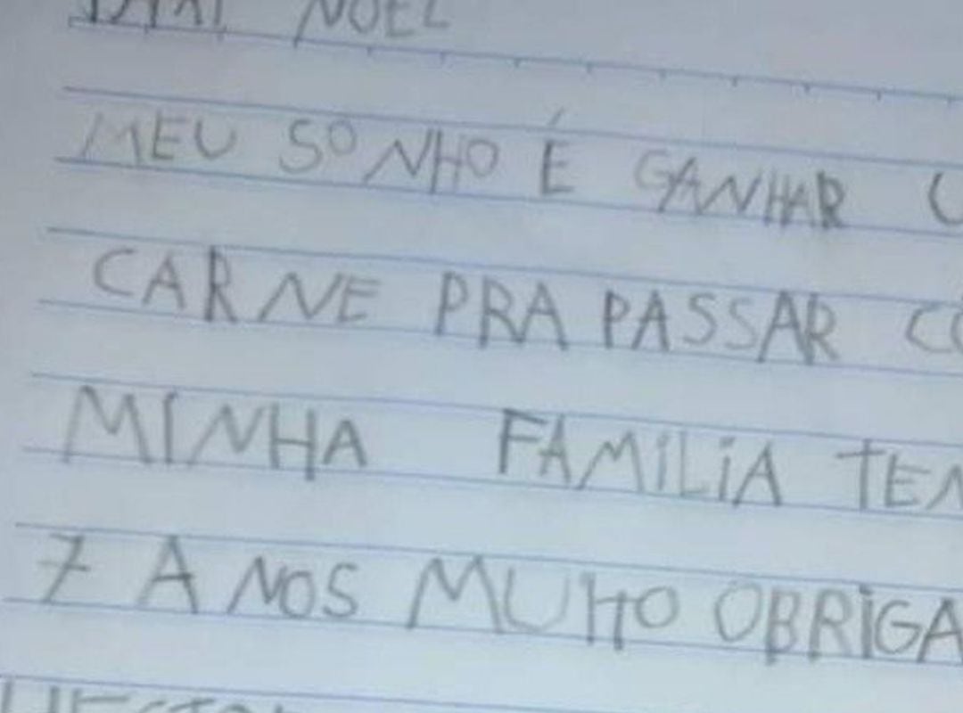 La carta viral de un niño que pide un trozo de carne por Navidad.