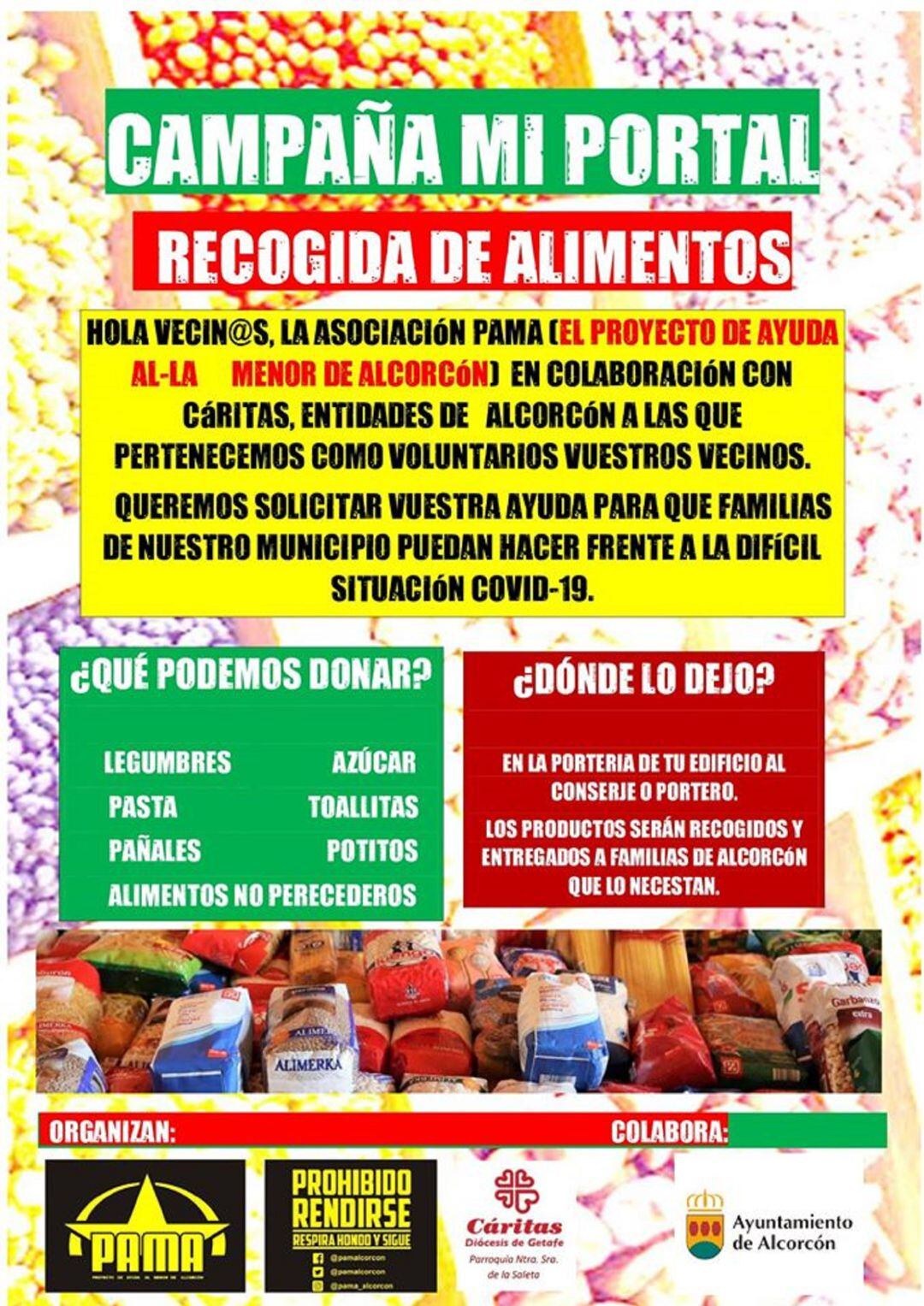 PAMA colabora con Cáritas Alcorcón en la recogida de alimentos no perecederos 
