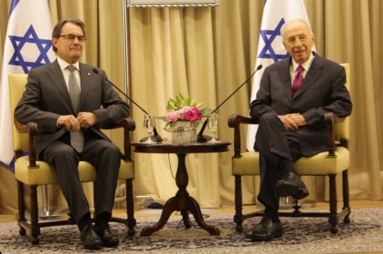 Artur Mas con el presidente del Estado de Israel, Simón Peres