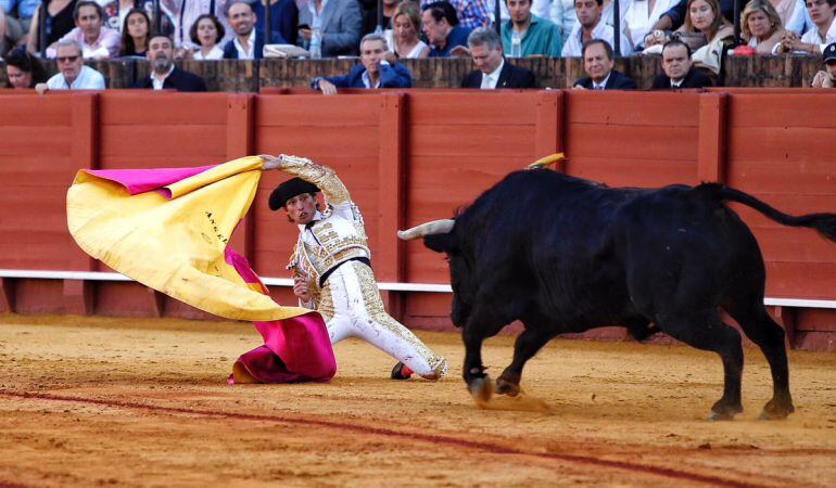 El novillero astigitano Ángel Jiménez durante su actuación del pasado 31 de mayo en la Maestranza