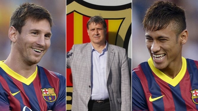 Tríptico de Leo Messi, el Tata Martino y el gran fichaje: Neymar.