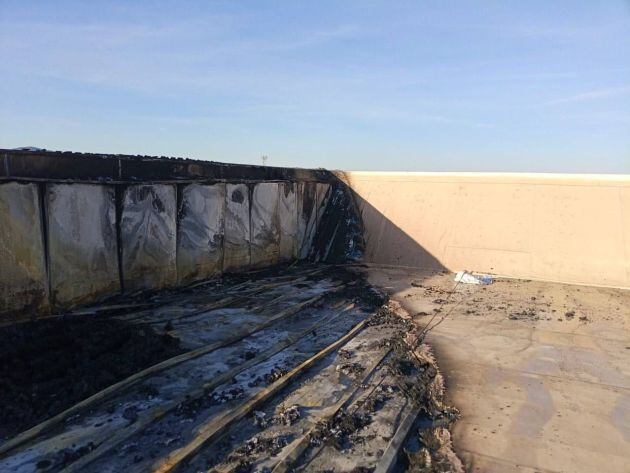 Cubierta afectada por el incendio
