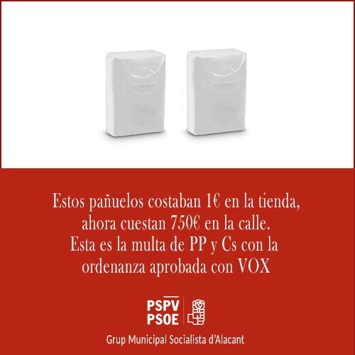 Campaña en redes del PSOE de Alicante contra la ordenanza de convivencia cívica