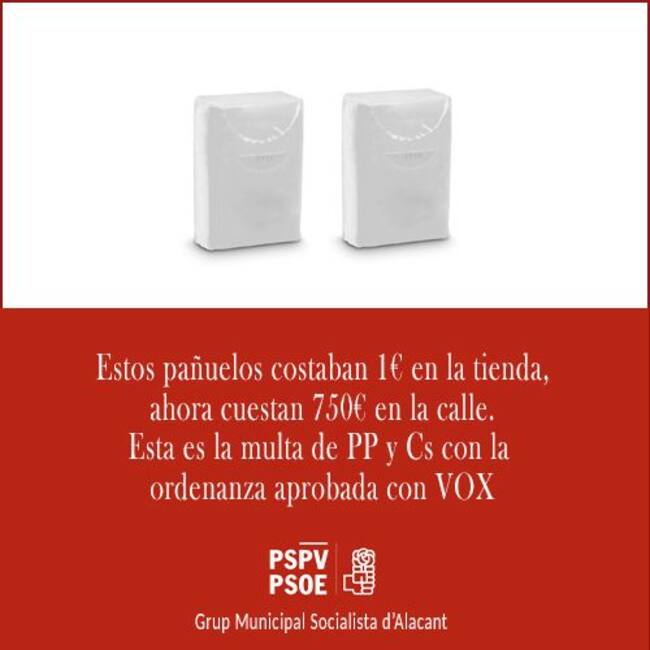 Campaña en redes del PSOE de Alicante contra la ordenanza de convivencia cívica