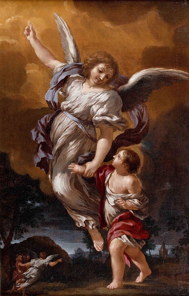 The Guardian Angel (after Pietro da Cortona). Private Collection. (Photo by Fine Art Images/Heritage Images/Getty Images)