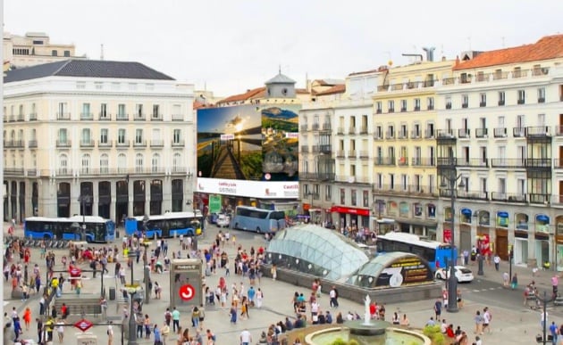 Imagen de la lona promocional que estará colocada en la Puerta del Sol de Madrid