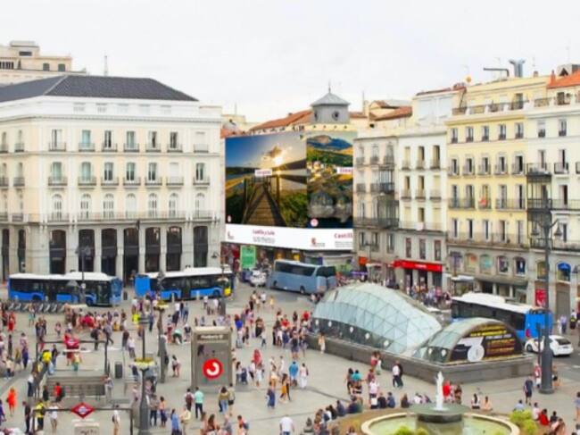 Imagen de la lona promocional que estará colocada en la Puerta del Sol de Madrid
