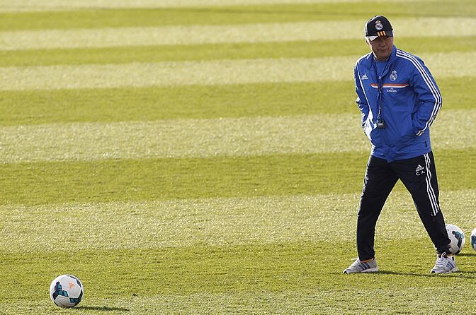 Ancelotti, durante un entrenamiento