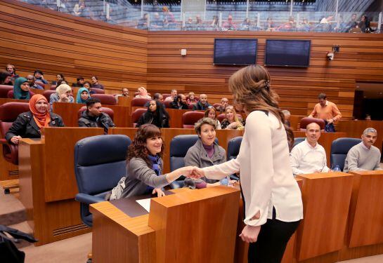 La presidenta de las Cortes y de la Fundación Villalar CyL, Silvia Clemente, preside los actos de recepción a los inmigrantes y refugiados que residen en Castilla y León