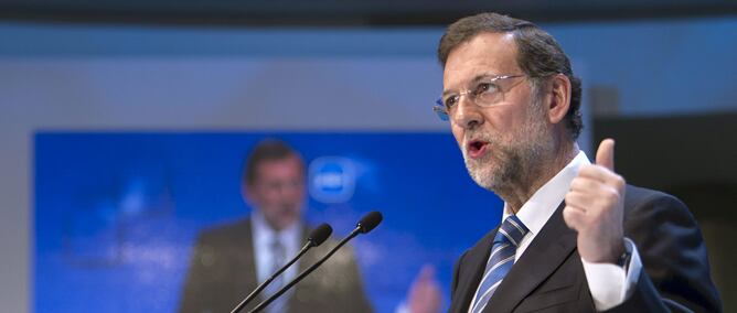 El líder del PP, Mariano Rajoy, durante su intervención en el acto de clausura de la Convención Nacional del PP