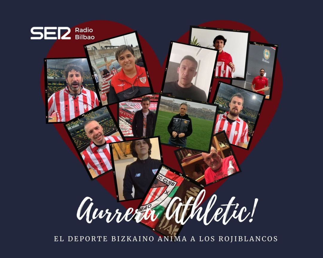 Deportistas animando al Athletic Club