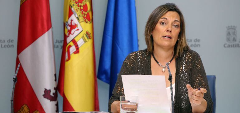 La portavoz de la Junta, Milagros Marcos, durante la rueda de prensa posterior al Consejo de Gobierno